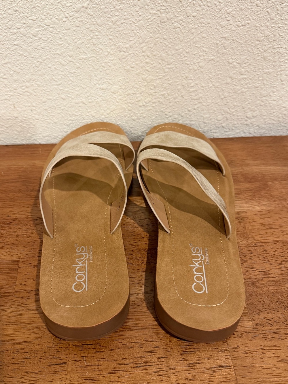 Corkys Wishy Washy Shimmering Gold Wavy Double-Strap Slide Sandals - Picture 3 of 5